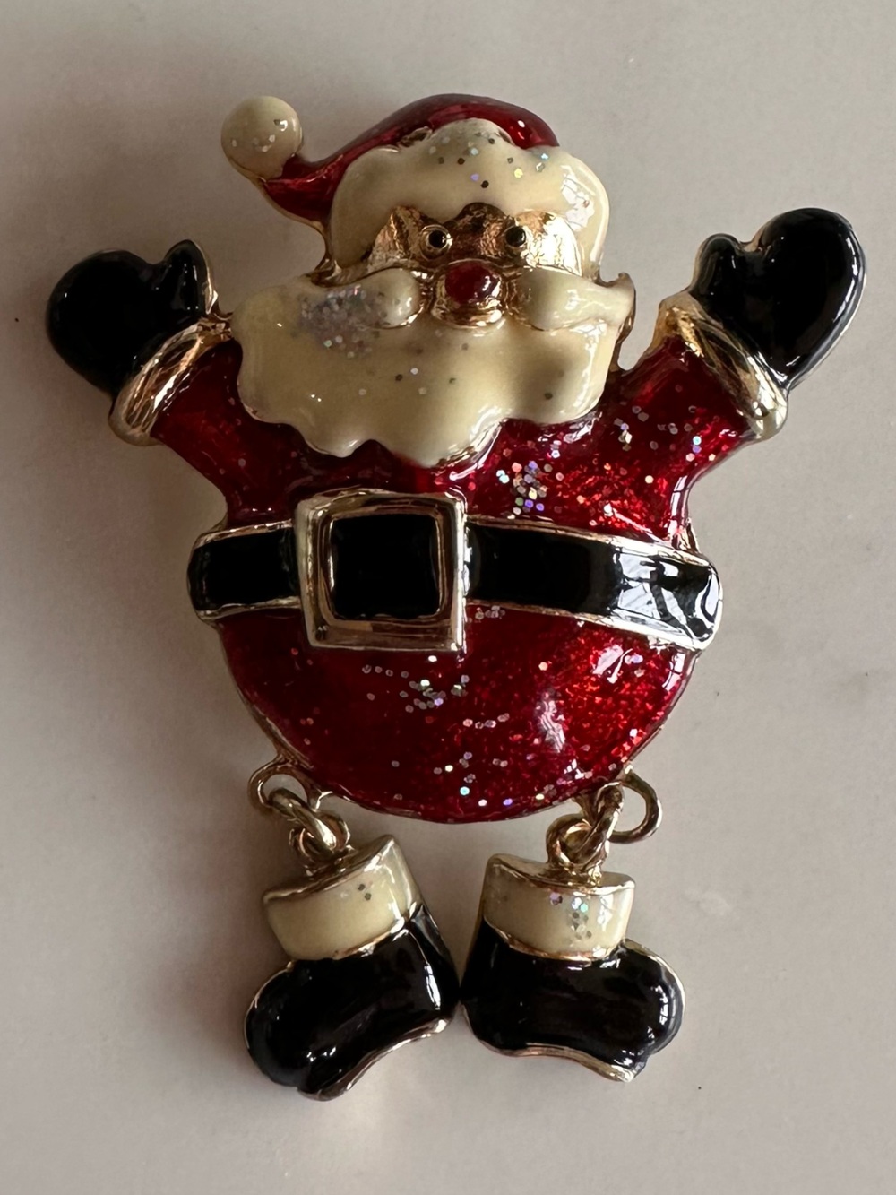 Santa Christmas brooch - Red and Black Festive jewelery